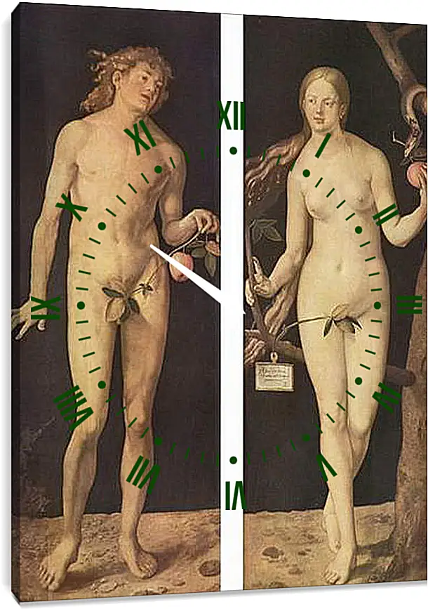 Часы картина - Adam and Eve. Адам и Ева. Альбрехт Дюрер