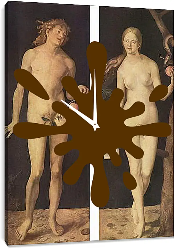Часы картина - Adam and Eve. Адам и Ева. Альбрехт Дюрер