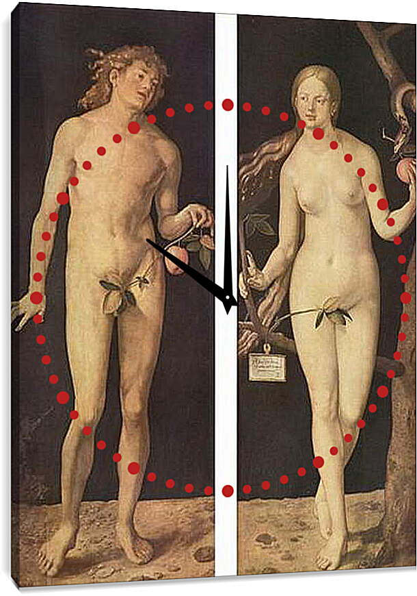 Часы картина - Adam and Eve. Адам и Ева. Альбрехт Дюрер