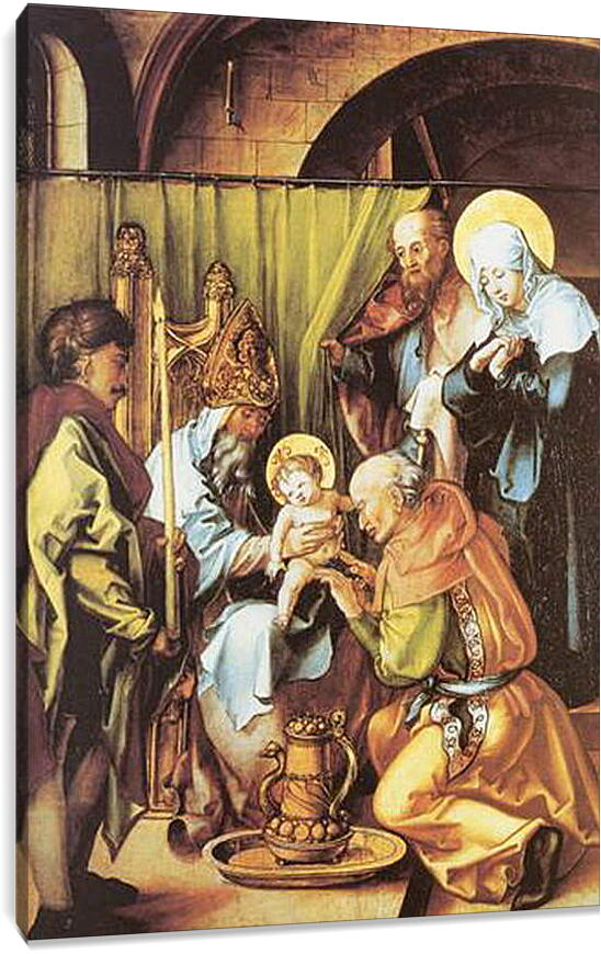 Постер и плакат - Die sieben Schmerzen Maria, Mitteltafel (Beschneidung Christi). Обрезание Христа. Альбрехт Дюрер