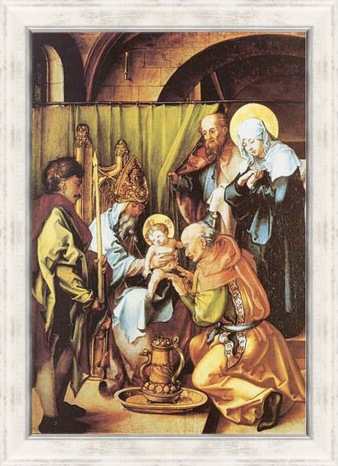 Картина в раме - Die sieben Schmerzen Maria, Mitteltafel (Beschneidung Christi). Обрезание Христа. Альбрехт Дюрер