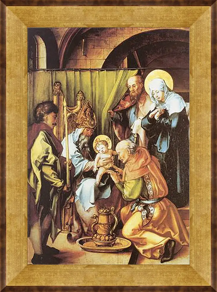 Картина в раме - Die sieben Schmerzen Maria, Mitteltafel (Beschneidung Christi). Обрезание Христа. Альбрехт Дюрер