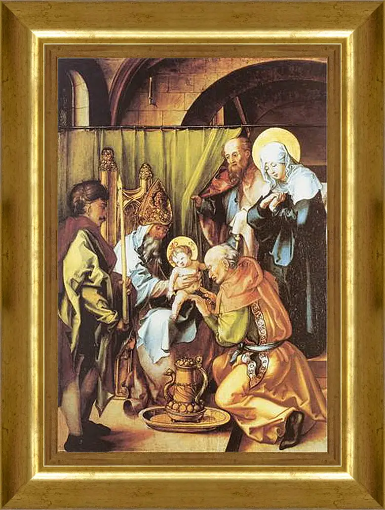 Картина в раме - Die sieben Schmerzen Maria, Mitteltafel (Beschneidung Christi). Обрезание Христа. Альбрехт Дюрер