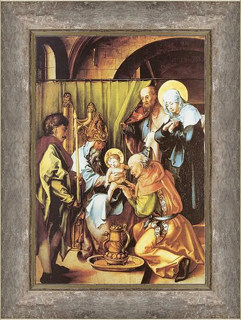 Картина в раме - Die sieben Schmerzen Maria, Mitteltafel (Beschneidung Christi). Обрезание Христа. Альбрехт Дюрер