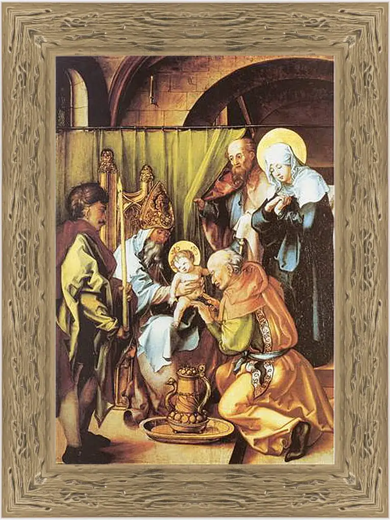 Картина в раме - Die sieben Schmerzen Maria, Mitteltafel (Beschneidung Christi). Обрезание Христа. Альбрехт Дюрер
