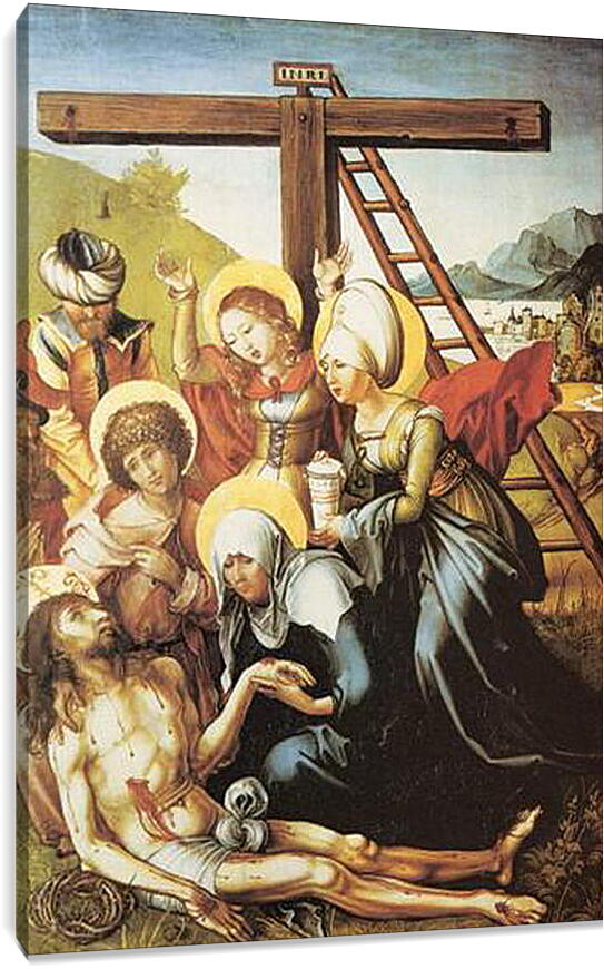 Постер и плакат - Die sieben Schmerzen Maria, Mitteltafel (die Beweinung Christi). Оплакивание Христа. Альбрехт Дюрер