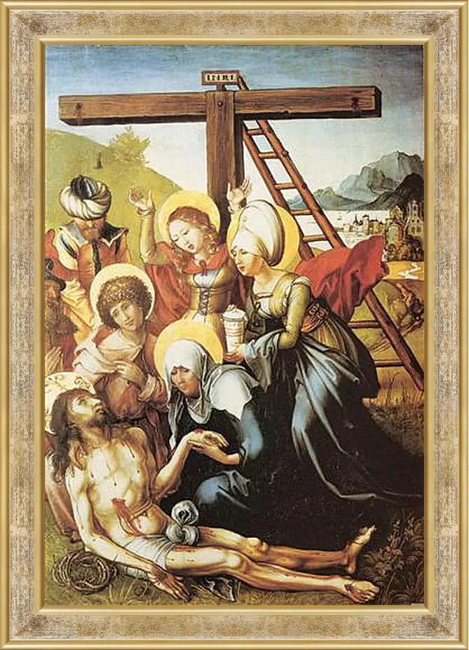 Картина в раме - Die sieben Schmerzen Maria, Mitteltafel (die Beweinung Christi). Оплакивание Христа. Альбрехт Дюрер