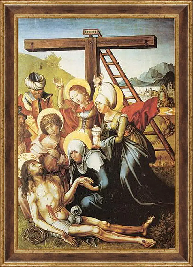 Картина в раме - Die sieben Schmerzen Maria, Mitteltafel (die Beweinung Christi). Оплакивание Христа. Альбрехт Дюрер