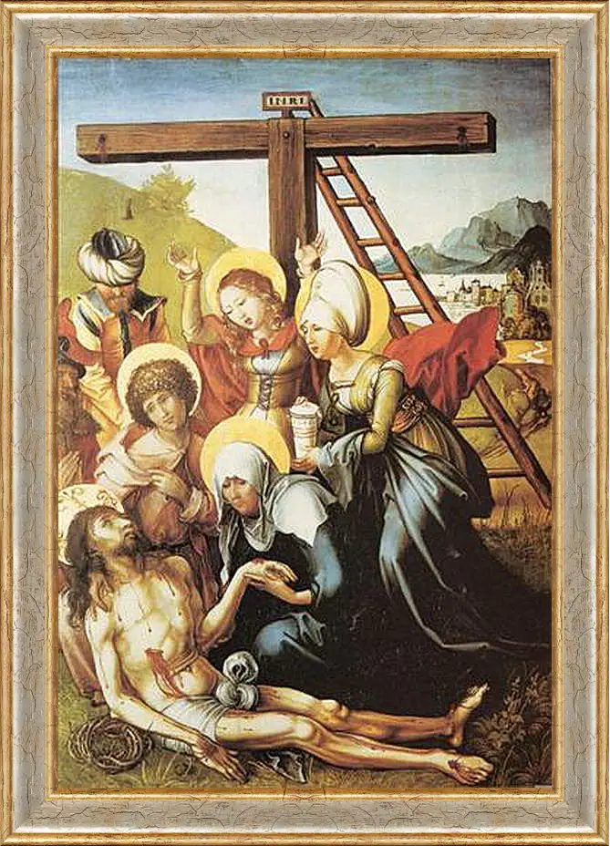 Картина в раме - Die sieben Schmerzen Maria, Mitteltafel (die Beweinung Christi). Оплакивание Христа. Альбрехт Дюрер