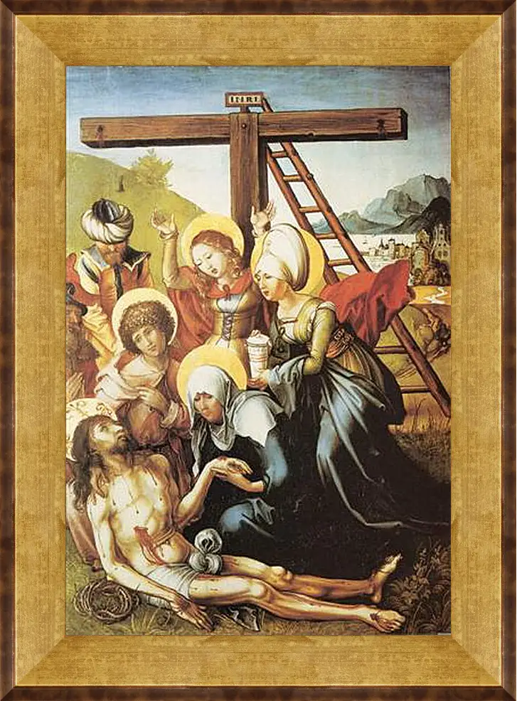 Картина в раме - Die sieben Schmerzen Maria, Mitteltafel (die Beweinung Christi). Оплакивание Христа. Альбрехт Дюрер