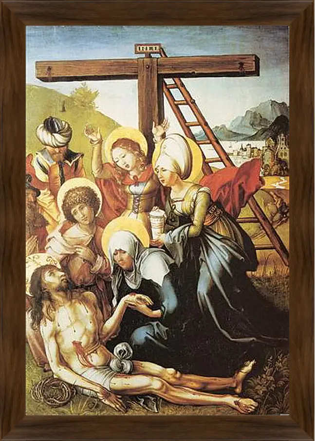 Картина в раме - Die sieben Schmerzen Maria, Mitteltafel (die Beweinung Christi). Оплакивание Христа. Альбрехт Дюрер