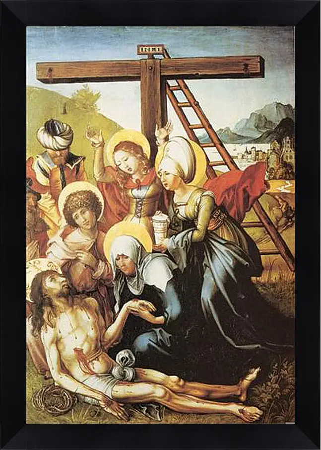 Картина в раме - Die sieben Schmerzen Maria, Mitteltafel (die Beweinung Christi). Оплакивание Христа. Альбрехт Дюрер