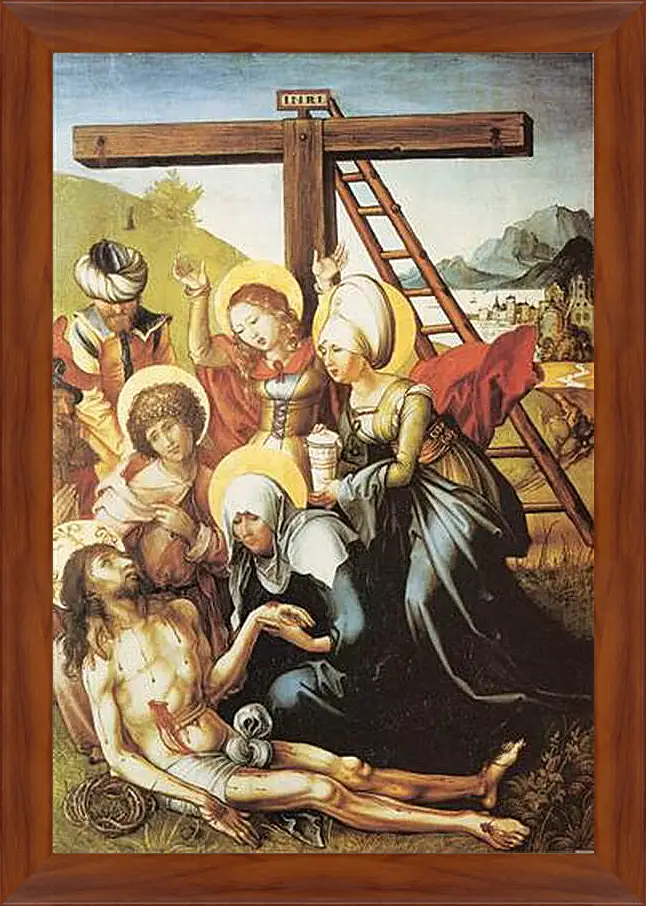 Картина в раме - Die sieben Schmerzen Maria, Mitteltafel (die Beweinung Christi). Оплакивание Христа. Альбрехт Дюрер