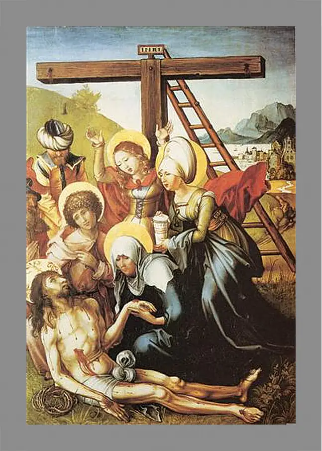 Картина в раме - Die sieben Schmerzen Maria, Mitteltafel (die Beweinung Christi). Оплакивание Христа. Альбрехт Дюрер