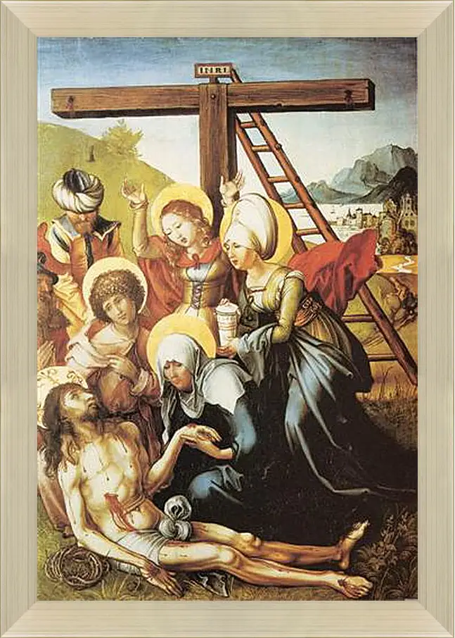 Картина в раме - Die sieben Schmerzen Maria, Mitteltafel (die Beweinung Christi). Оплакивание Христа. Альбрехт Дюрер