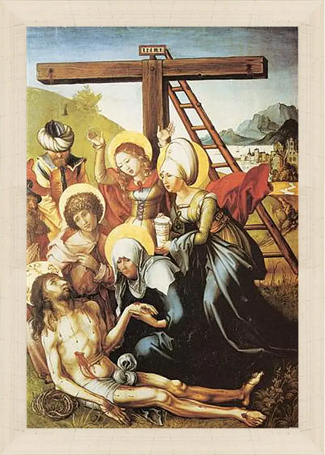 Картина в раме - Die sieben Schmerzen Maria, Mitteltafel (die Beweinung Christi). Оплакивание Христа. Альбрехт Дюрер