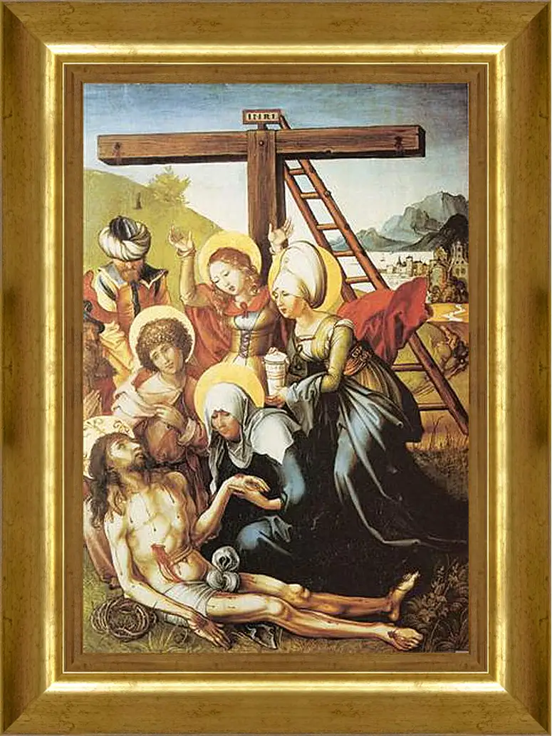 Картина в раме - Die sieben Schmerzen Maria, Mitteltafel (die Beweinung Christi). Оплакивание Христа. Альбрехт Дюрер