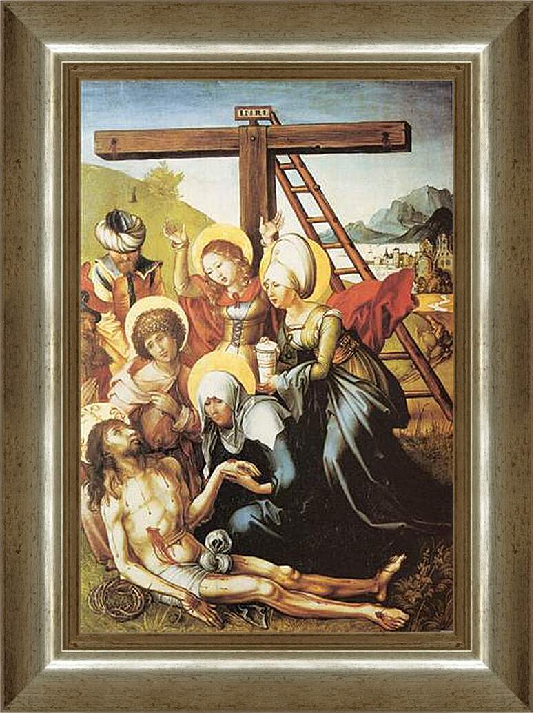 Картина в раме - Die sieben Schmerzen Maria, Mitteltafel (die Beweinung Christi). Оплакивание Христа. Альбрехт Дюрер