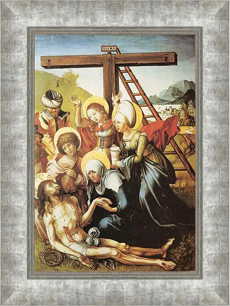 Картина в раме - Die sieben Schmerzen Maria, Mitteltafel (die Beweinung Christi). Оплакивание Христа. Альбрехт Дюрер