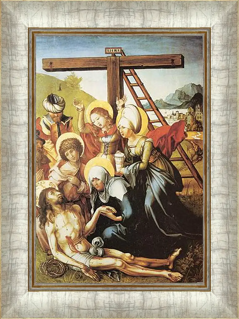 Картина в раме - Die sieben Schmerzen Maria, Mitteltafel (die Beweinung Christi). Оплакивание Христа. Альбрехт Дюрер