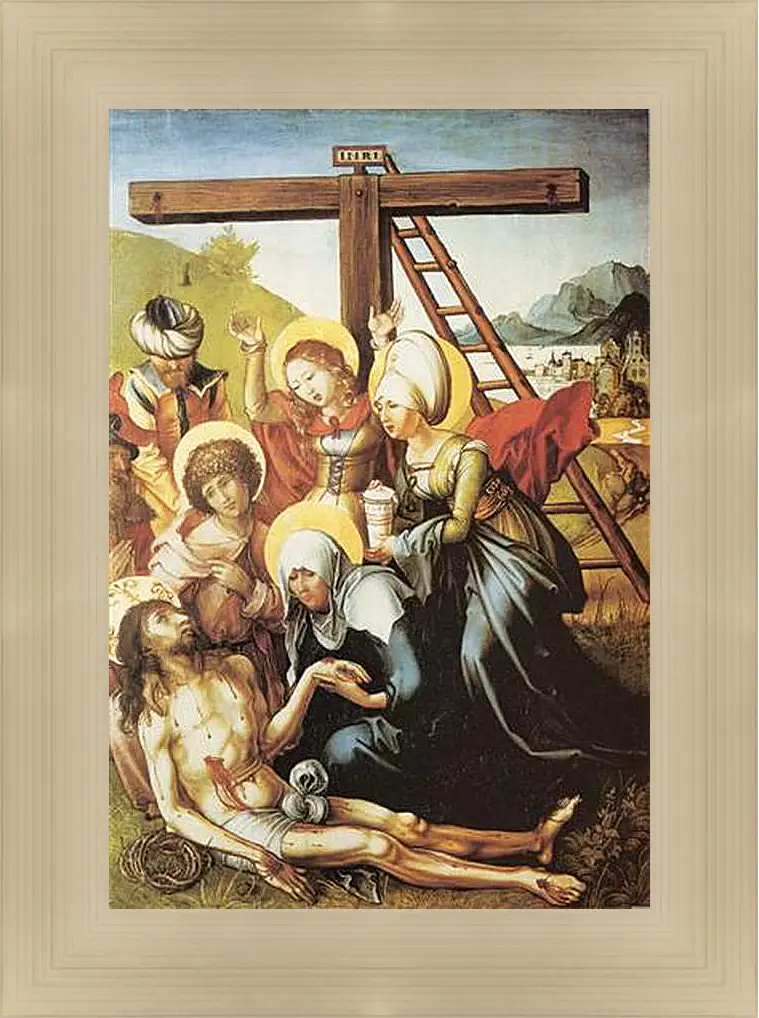 Картина в раме - Die sieben Schmerzen Maria, Mitteltafel (die Beweinung Christi). Оплакивание Христа. Альбрехт Дюрер