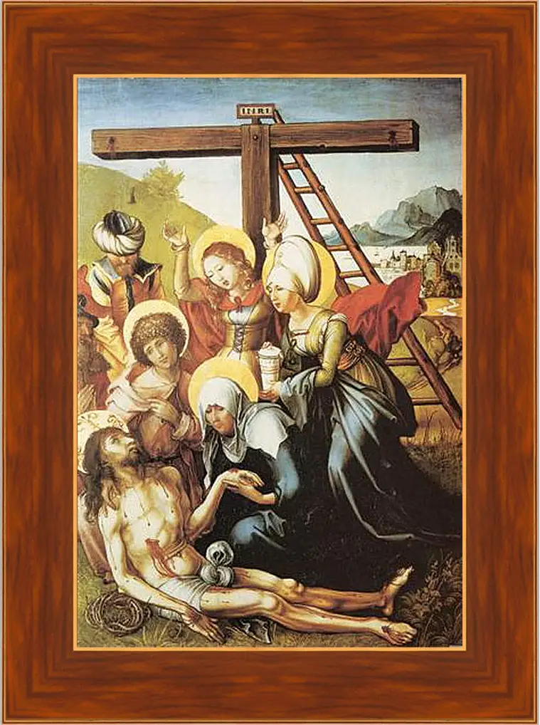 Картина в раме - Die sieben Schmerzen Maria, Mitteltafel (die Beweinung Christi). Оплакивание Христа. Альбрехт Дюрер