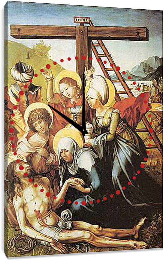 Часы картина - Die sieben Schmerzen Maria, Mitteltafel (die Beweinung Christi). Оплакивание Христа. Альбрехт Дюрер