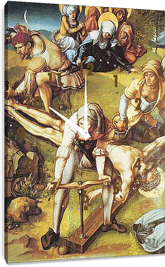 Часы картина - Die sieben Schmerzen Maria, Mitteltafel (die Kreuzannagelung). Альбрехт Дюрер