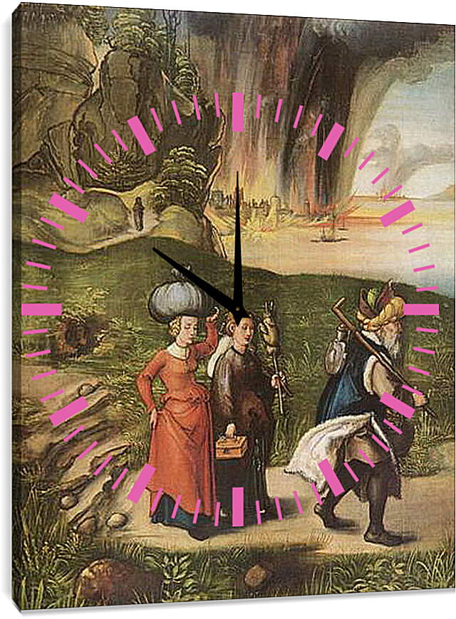 Часы картина - Loths Flucht. Бегство Лота с дочерьми из Содома. Альбрехт Дюрер