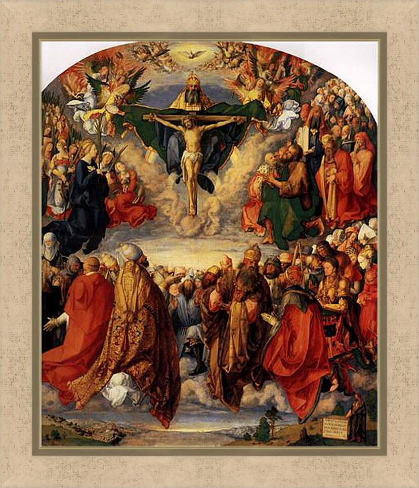 Картина в раме - Adoration of the Trinity. Поклонение Святой Троице. Альбрехт Дюрер