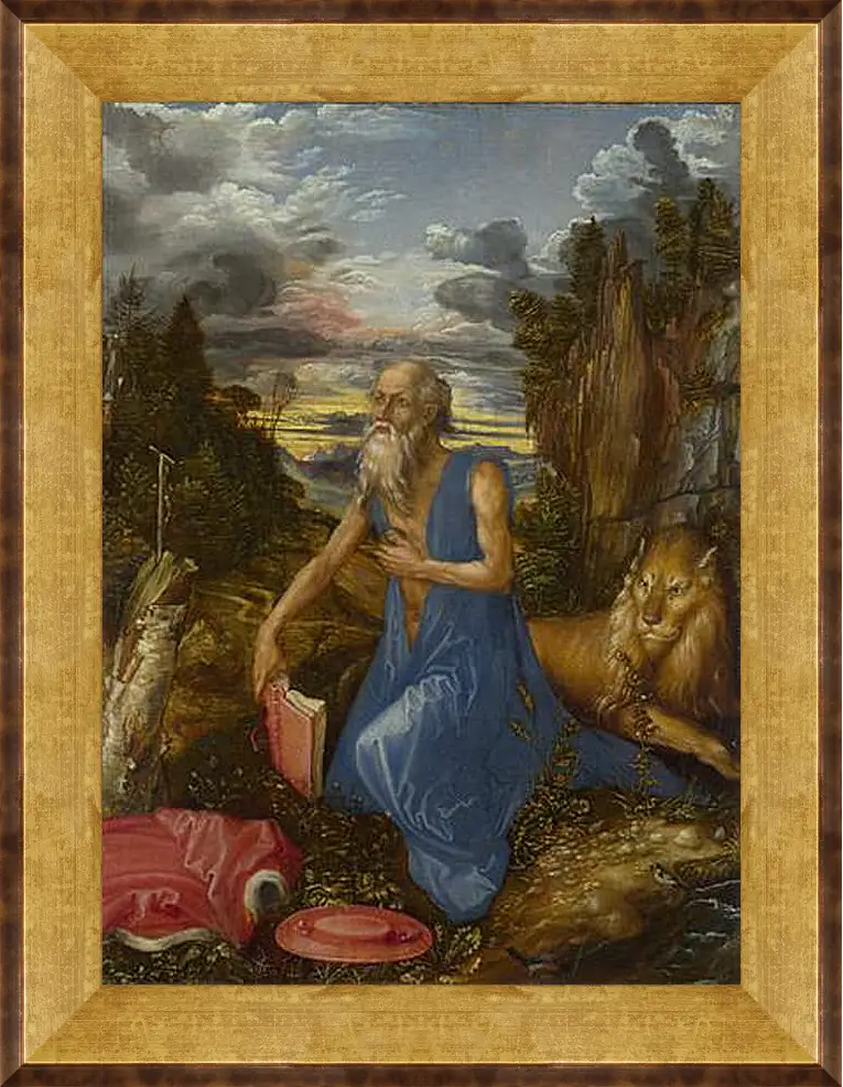 Картина в раме - Saint Jerome. Святой Иероним в пустыне. Альбрехт Дюрер