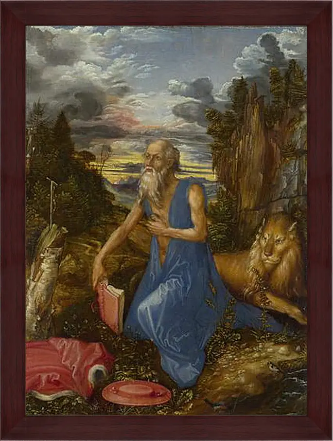 Картина в раме - Saint Jerome. Святой Иероним в пустыне. Альбрехт Дюрер