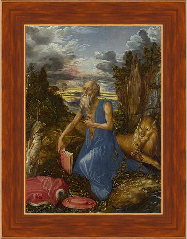 Картина в раме - Saint Jerome. Святой Иероним в пустыне. Альбрехт Дюрер