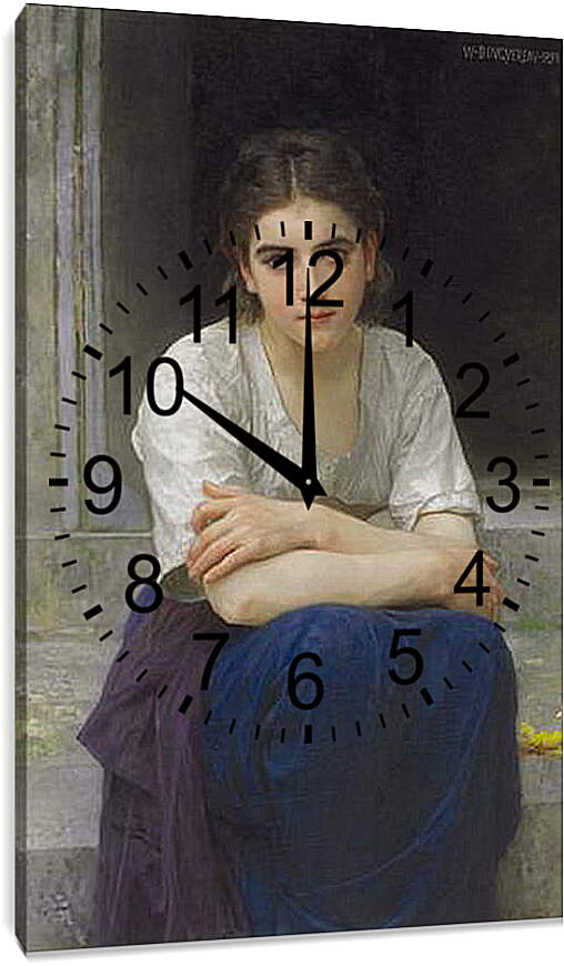 Часы картина - Reverie sur le seuil. Мечтание на пороге дома. Адольф Вильям Бугро
