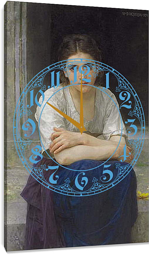 Часы картина - Reverie sur le seuil. Мечтание на пороге дома. Адольф Вильям Бугро
