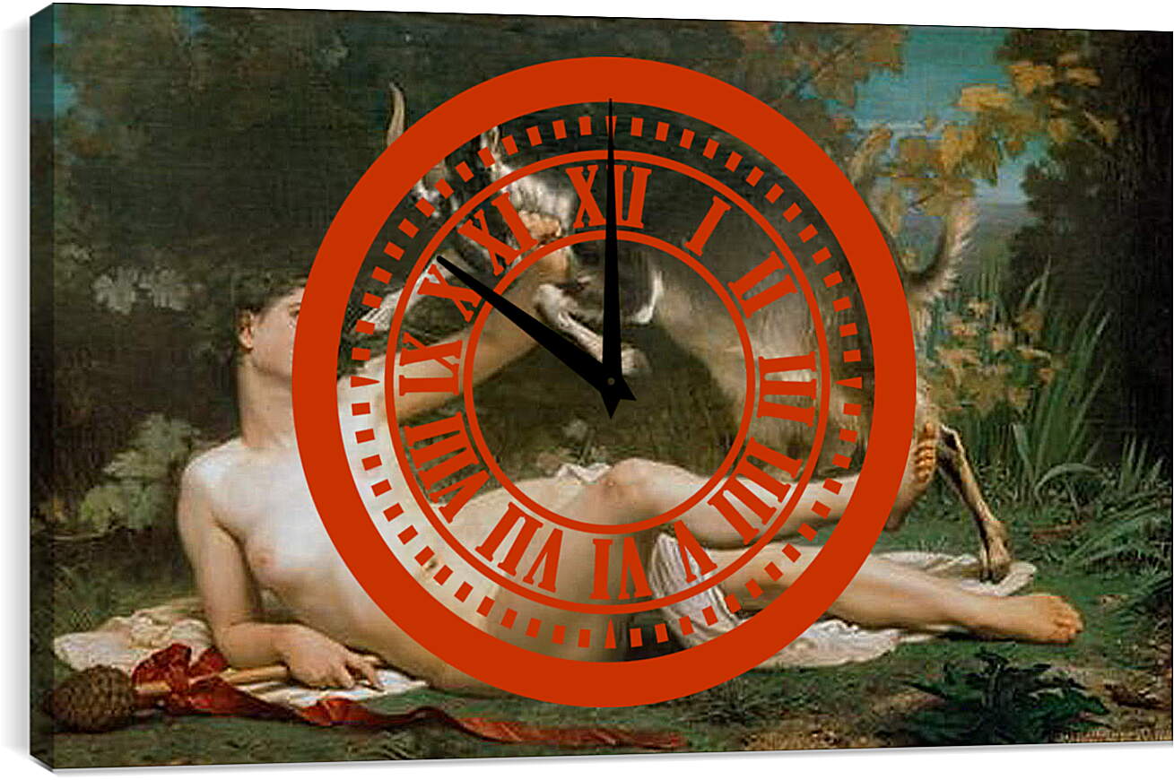 Часы картина - Вакханка. Адольф Вильям Бугро