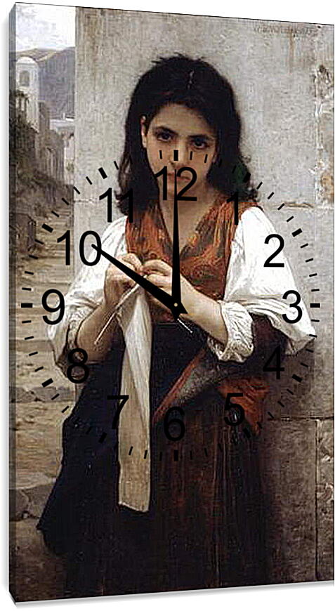 Часы картина - Вязальщица. Адольф Вильям Бугро
