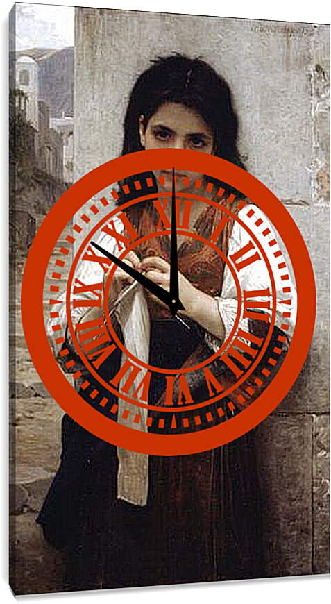 Часы картина - Вязальщица. Адольф Вильям Бугро