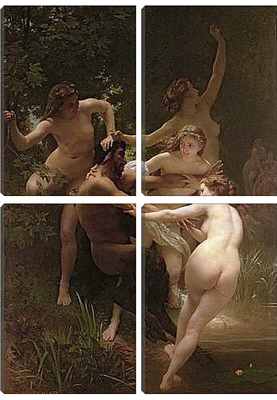 Модульная картина - Nymphs and Satyr - Нимфы и Сатир. Адольф Вильям Бугро