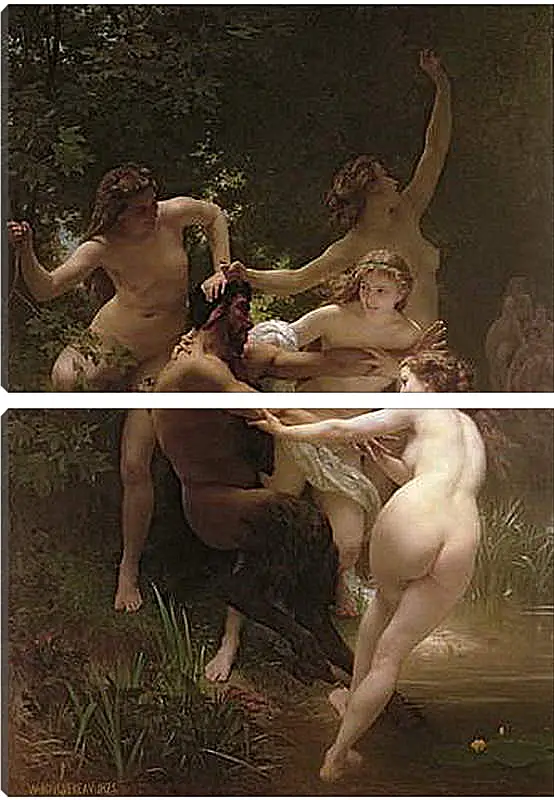 Модульная картина - Nymphs and Satyr - Нимфы и Сатир. Адольф Вильям Бугро