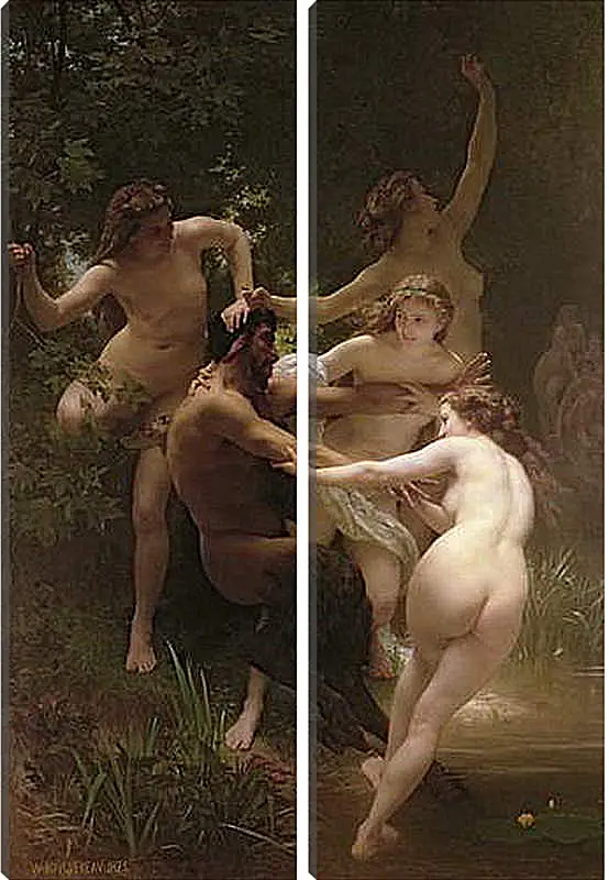 Модульная картина - Nymphs and Satyr - Нимфы и Сатир. Адольф Вильям Бугро