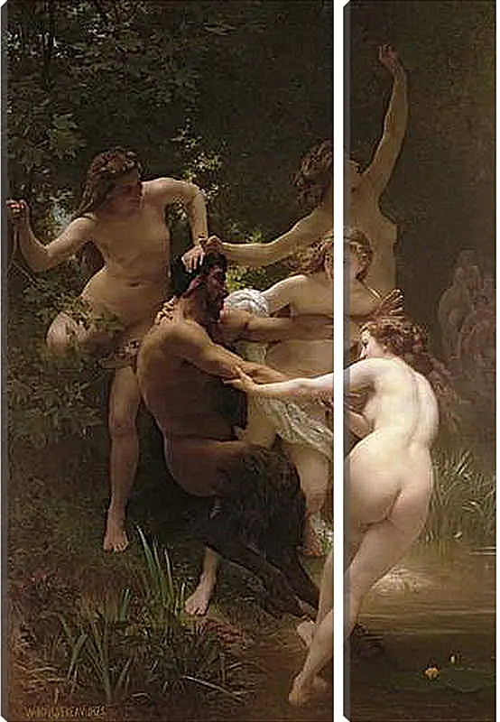 Модульная картина - Nymphs and Satyr - Нимфы и Сатир. Адольф Вильям Бугро