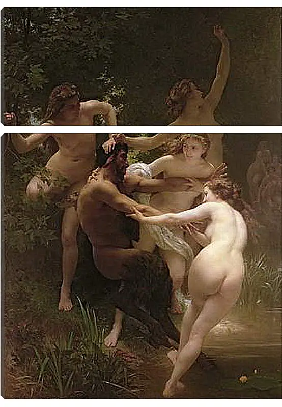 Модульная картина - Nymphs and Satyr - Нимфы и Сатир. Адольф Вильям Бугро