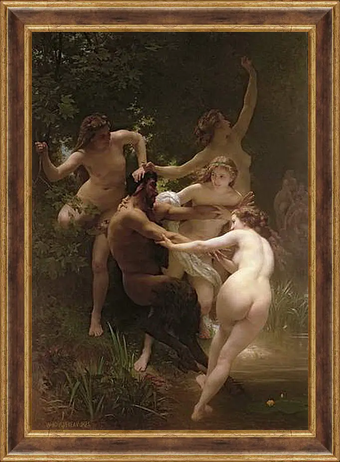 Картина в раме - Nymphs and Satyr - Нимфы и Сатир. Адольф Вильям Бугро