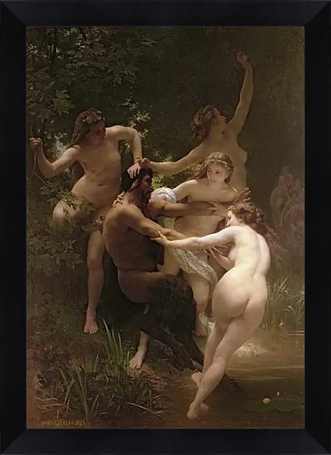 Картина в раме - Nymphs and Satyr - Нимфы и Сатир. Адольф Вильям Бугро