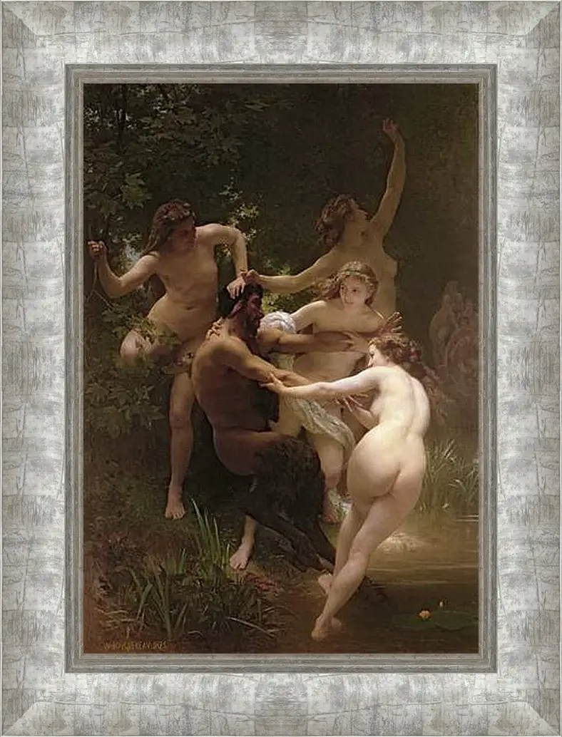 Картина в раме - Nymphs and Satyr - Нимфы и Сатир. Адольф Вильям Бугро