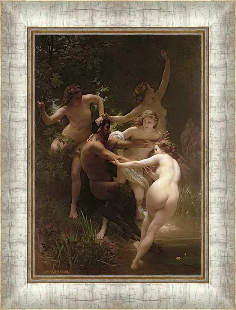 Картина в раме - Nymphs and Satyr - Нимфы и Сатир. Адольф Вильям Бугро