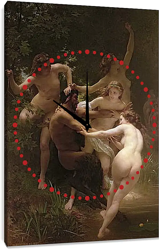 Часы картина - Nymphs and Satyr - Нимфы и Сатир. Адольф Вильям Бугро