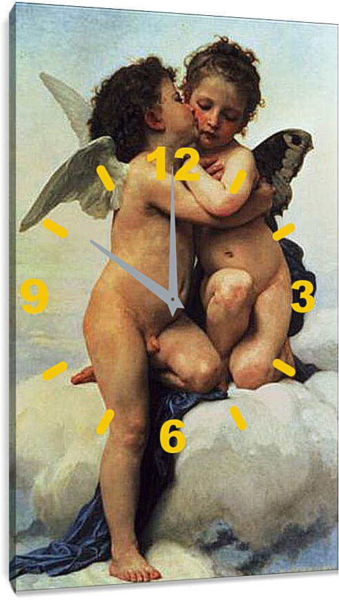 Часы картина - Купидон и Психея. Адольф Вильям Бугро