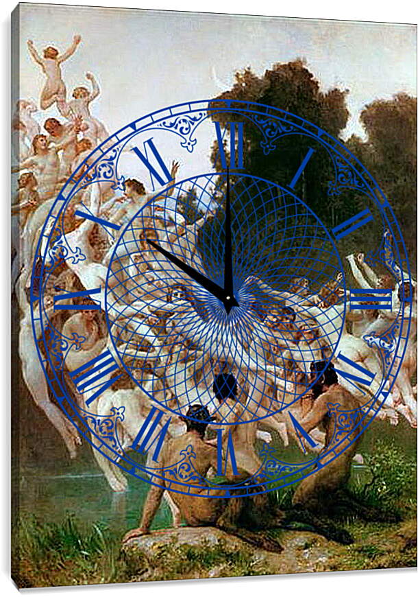 Часы картина - Oreades - Ореады. Адольф Вильям Бугро